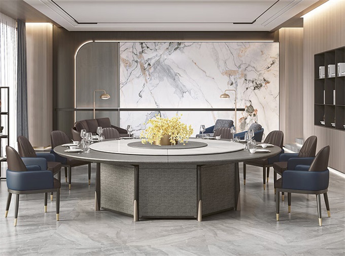 新中式輕奢時(shí)尚電動(dòng)餐桌大圓桌