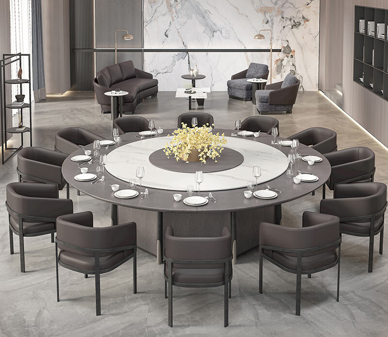 新中式輕奢時(shí)尚電動(dòng)餐桌大圓桌