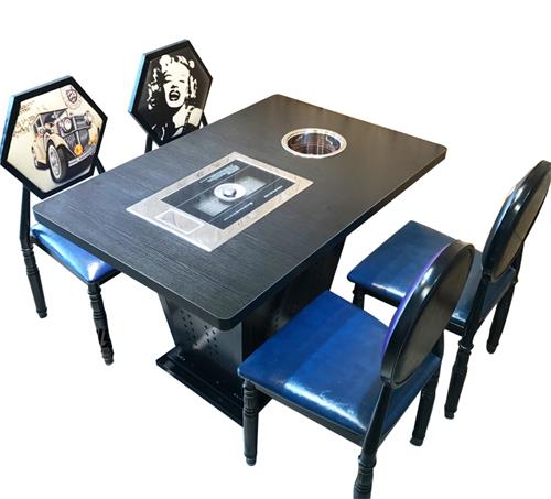 最新韓式自助無(wú)煙火鍋燒烤涮一體桌子