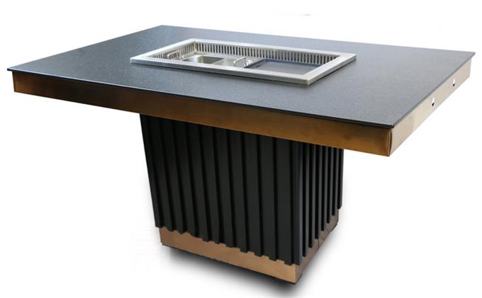 火燒石下排風(fēng)無煙烤涮火鍋一體桌