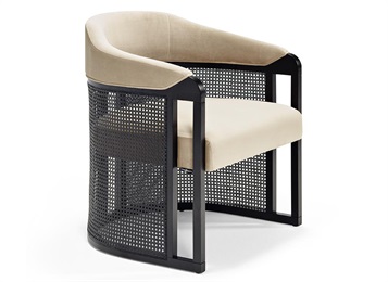 會(huì)所新中式后現(xiàn)代實(shí)木編藤沙發(fā)椅