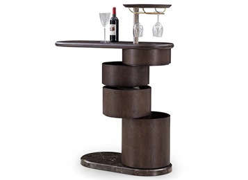 復(fù)古小酒吧橢圓形實(shí)木酒吧臺(tái)