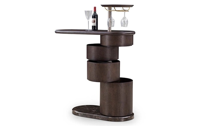 復(fù)古小酒吧橢圓形實(shí)木酒吧臺(tái)