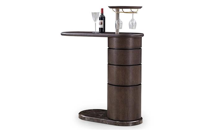 復(fù)古小酒吧橢圓形實(shí)木酒吧臺(tái)