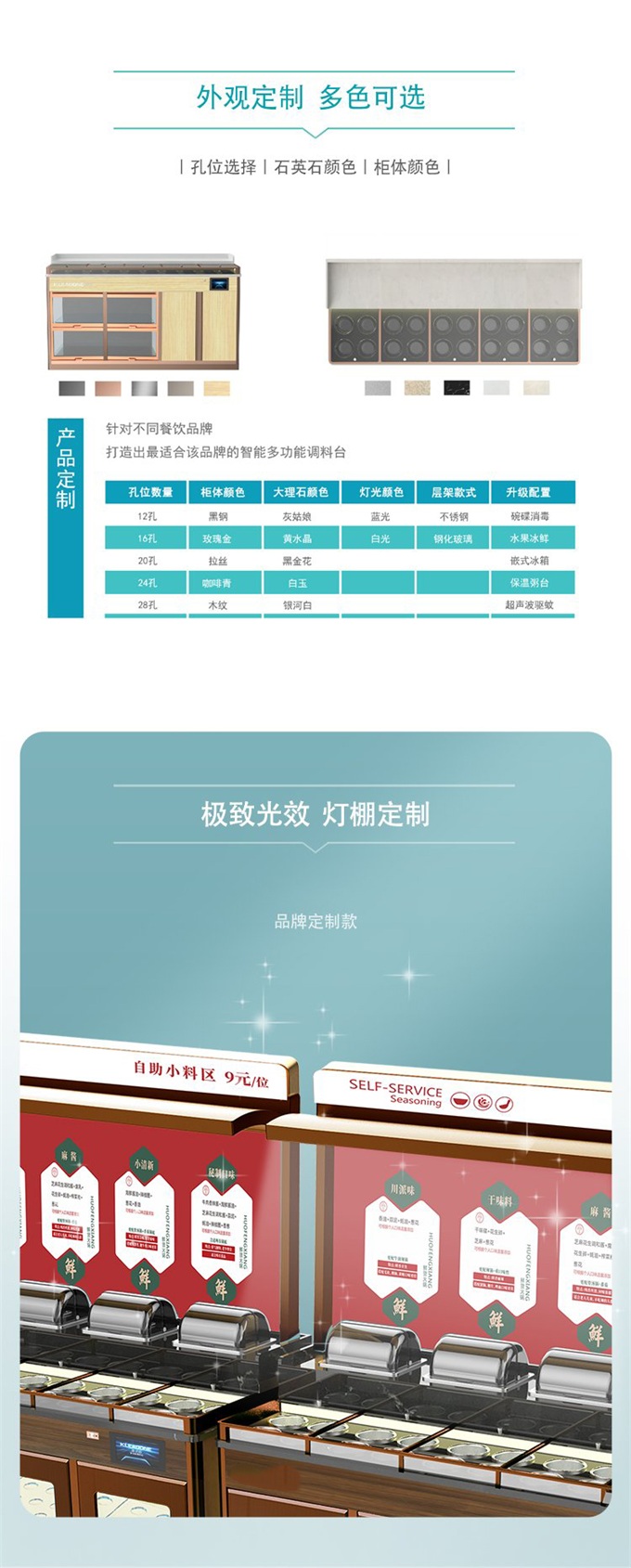 肥牛火鍋店高端時(shí)尚冷藏保鮮臺(tái)