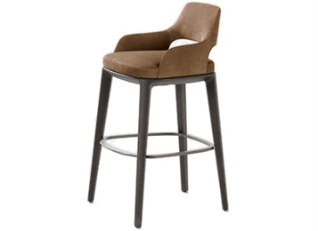 簡約實(shí)木咖啡館吧臺(tái)高腳椅