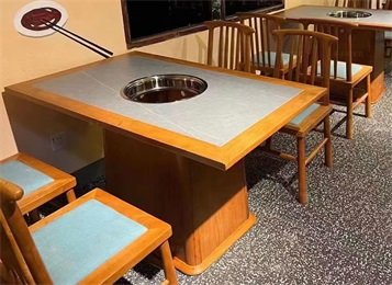 火鍋店實木下沉式電磁爐