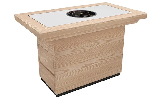 實木包邊大理石帶抽屜桌腳火鍋桌