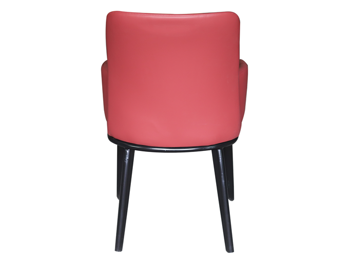 現(xiàn)代紅色皮革與灰色布藝實木餐椅