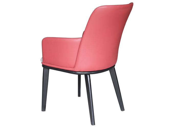 現(xiàn)代紅色皮革與灰色布藝實木餐椅