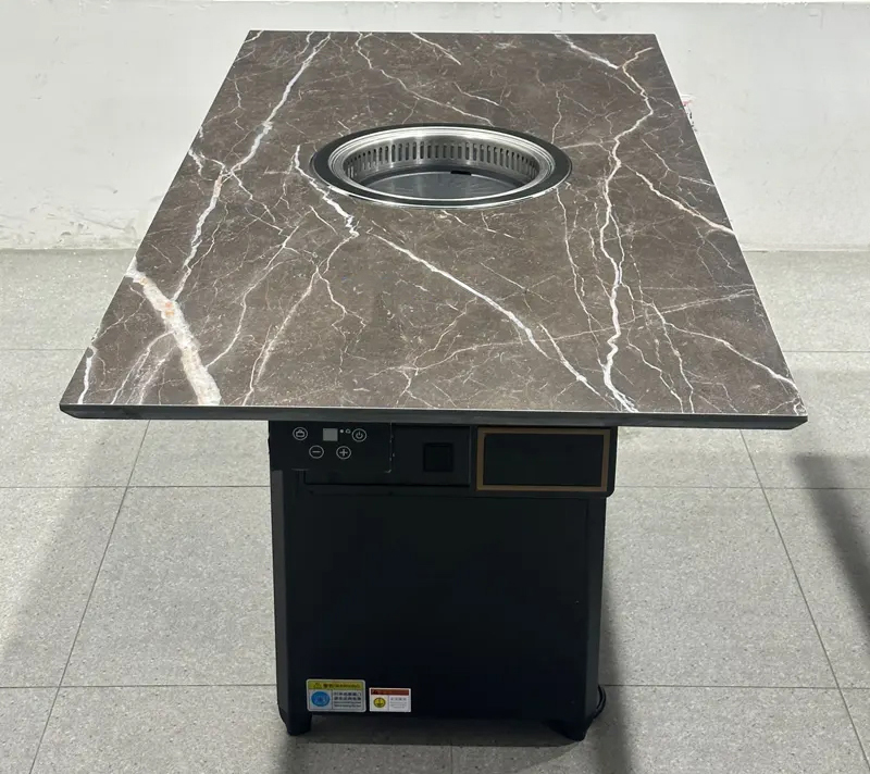 商用無煙電烤桌|巖板臺(tái)面配一體式排煙系統(tǒng)|烤肉餐廳專用桌