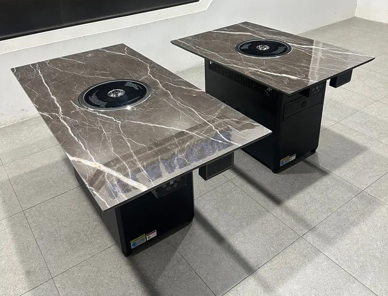 商用無煙電烤桌|巖板臺(tái)面配一體式排煙系統(tǒng)|烤肉餐廳專用桌