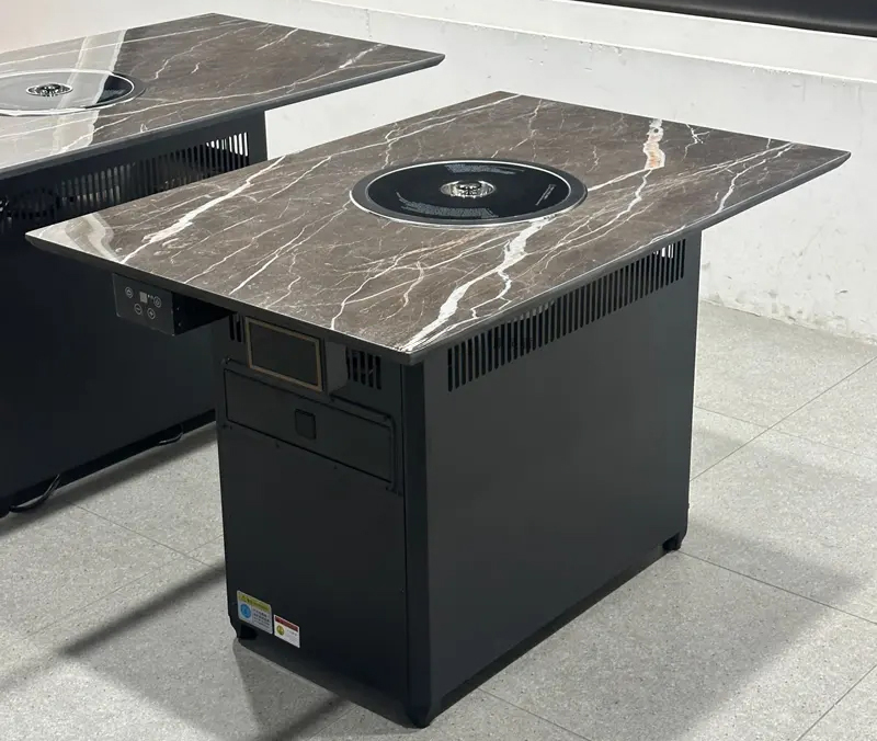 商用無煙電烤桌|巖板臺(tái)面配一體式排煙系統(tǒng)|烤肉餐廳專用桌