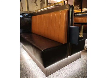 定制西餐廳復古真皮雙面卡座沙發