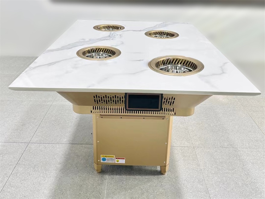 4人位大理石一人一個小火鍋無煙凈化火鍋桌