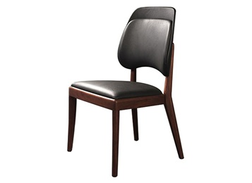 中式餐廳時(shí)尚實(shí)木餐椅皮革靠背椅