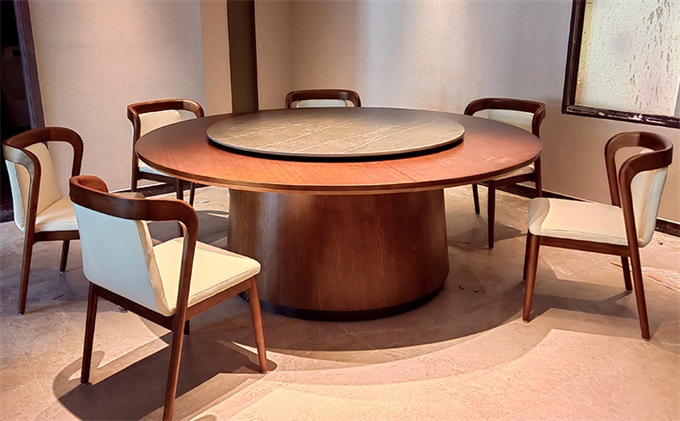 新中式實(shí)木電動餐桌