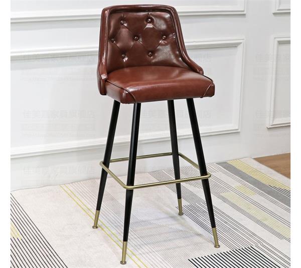 復(fù)古酒吧風(fēng)格簡(jiǎn)約真皮軟包高腳靠背酒吧椅