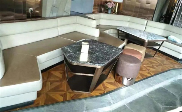 廣州酒吧現(xiàn)代幾何多變異形大理石不銹鋼三層酒吧茶幾