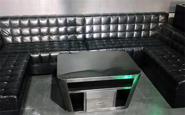 廣州酒吧卡位區(qū)長方形不銹鋼茶幾沙發(fā)