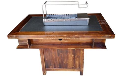 實木自動翻轉燒烤桌